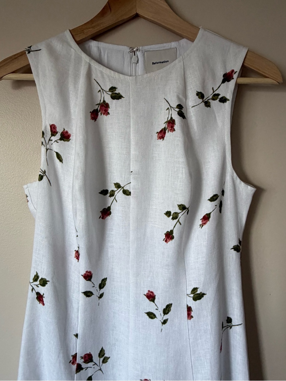 NEW Reformation Cecilia Linen Maxi Dress Floating Rose White Floral | US 4 UK 8 - Picture 9 of 13